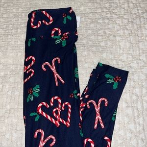 Candy Cane Leggings Juniors Small NWT